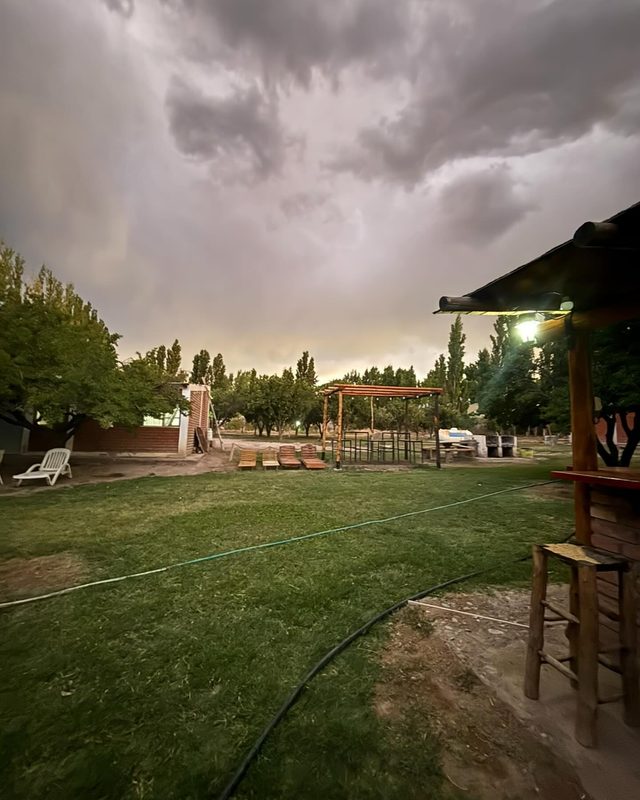 Parque del camping visto desde la barra de la pileta